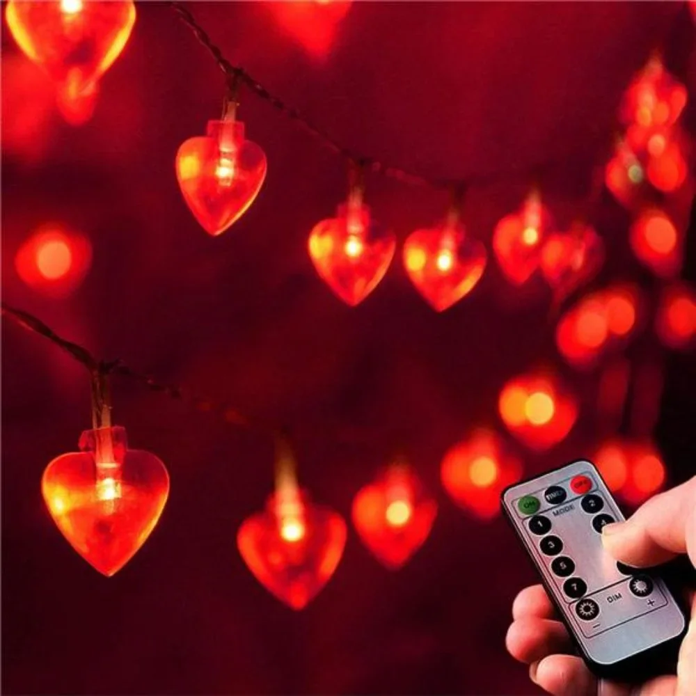 25ft 50LED Heart Shaped Lights String for Valentines Day Decorations